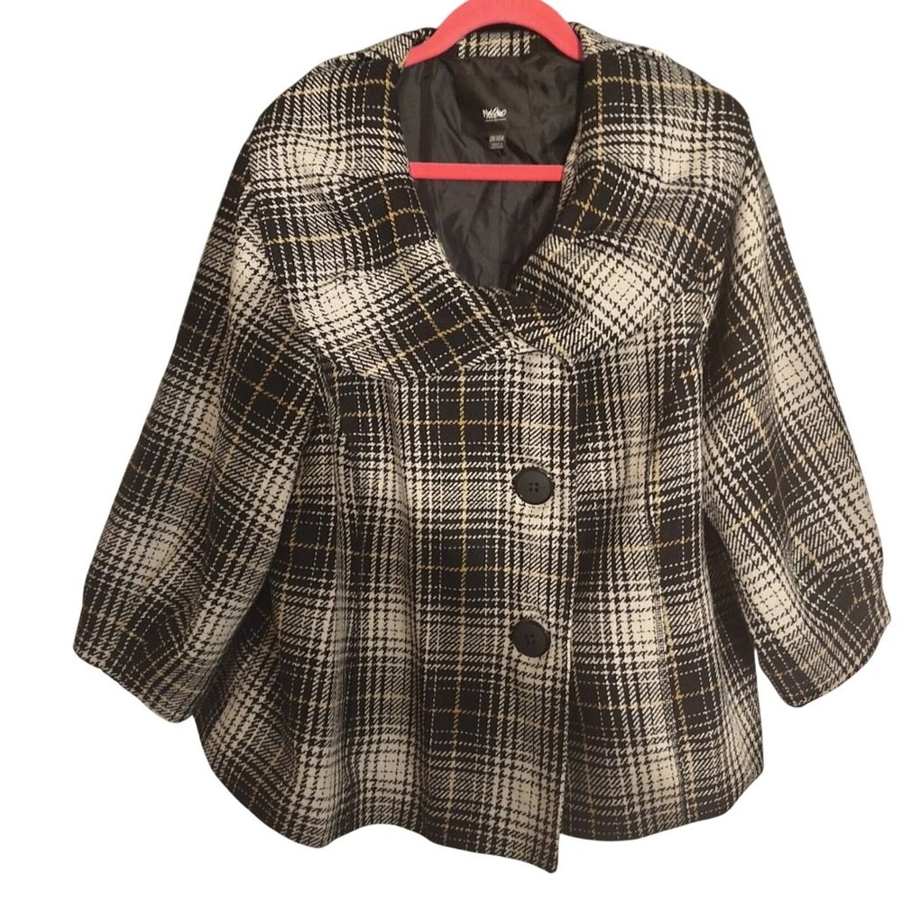 MOSSIMO PLAID PEACOAT W/SHAWL TYPE COLLAR-SIZE: 28/30W-LIKE NEW